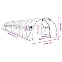 vidaXL Växthus med stålram vit 48 m² 16x3x2 m