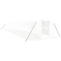 vidaXL Växthus med stålram vit 48 m² 16x3x2 m