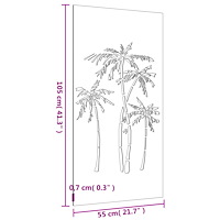 vidaXL Väggdekoration 105x55 cm rosttrögt stål palmdesign