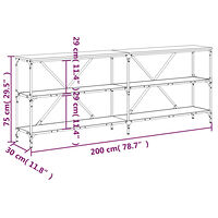 vidaXL Konsolbord svart 200x30x75 cm konstruerat trä och järn