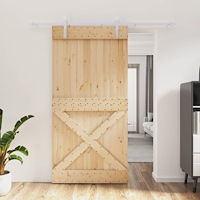 vidaXL Skjutdörr med beslag 100x210 cm massiv furu
