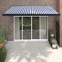 vidaXL Markis infällbar blå och vit 3,5x2,5 m tyg och aluminium