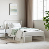 vidaXL Sängram med huvudgavel metall vit 100x200 cm