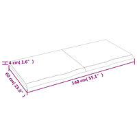 vidaXL Hyllplan 140x60x(2-4) cm obehandlad massiv ek