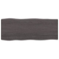 vidaXL Bordsskiva mörkbrun 100x40x2 cm massiv ek levande kant