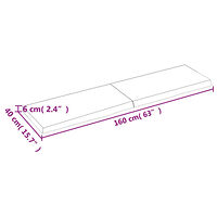 vidaXL Vägghylla ljusbrun 160x40x(2-6) cm behandlad massiv ek
