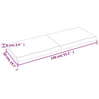 vidaXL Vägghylla ljusbrun 140x50x(2-6) cm behandlad massiv ek