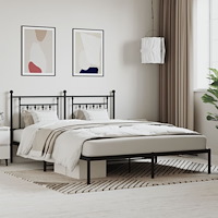 vidaXL Sängram med huvudgavel metall svart 160x200 cm