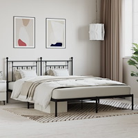 vidaXL Sängram med huvudgavel metall svart 180x200 cm