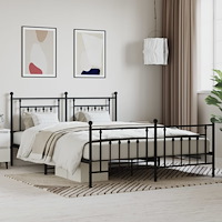 vidaXL Sängram utan madrass med fotgavel metall svart 180x200 cm