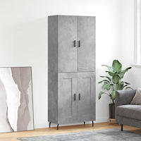 vidaXL Högskåp betonggrå 69,5x34x180 cm konstruerat trä