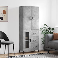 vidaXL Högskåp betonggrå 69,5x34x180 cm konstruerat trä