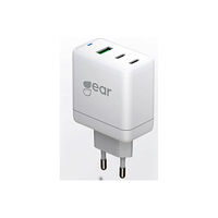GEAR Charger GAN 220V 2xUSB-C + 1xUSB-A PD 45W + 18W + 5A (tot. 65W) Vit