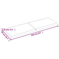 vidaXL Vägghylla mörkbrun 160x50x(2-6) cm behandlad massiv ek