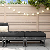 vidaXL Fotpallar med dynor för trädgården 2 st grå massiv furu