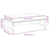 vidaXL Fotpall för trädgården svart 120x80 cm massiv furu