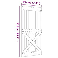 vidaXL Skjutdörr med beslag 95x210 cm massiv furu