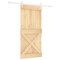 vidaXL Skjutdörr med beslag 95x210 cm massiv furu