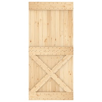 vidaXL Skjutdörr med beslag 95x210 cm massiv furu