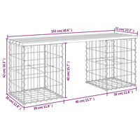 vidaXL Trädgårdsbänk gabion-design 103x31x42 cm massiv furu