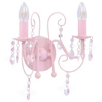 vidaXL Vägglampa med pärlor rosa 2 x E14-lampor