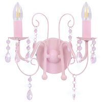 vidaXL Vägglampa med pärlor rosa 2 x E14-lampor