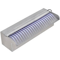 vidaXL Rektangulärt Vattenfall Poolfontän med LEDs i rostfritt stål 30 cm