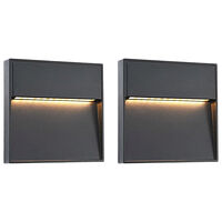 vidaXL Utomhusvägglampa LED 2 st 3 W svart fyrkantig