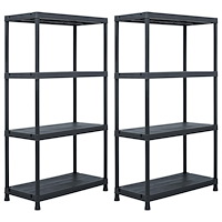 vidaXL Förvaringshyllor 2 st svart 60x30x138 cm plast