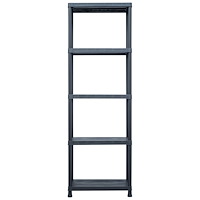 vidaXL Förvaringshylla svart 125 kg 60x30x180 cm plast