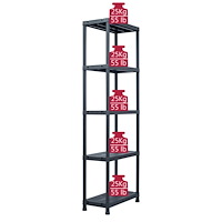 vidaXL Förvaringshylla svart 125 kg 60x30x180 cm plast