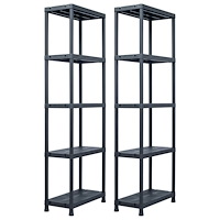 vidaXL Förvaringshyllor 2 st svart 125 kg 60x30x180 cm plast