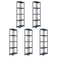 vidaXL Förvaringshyllor 5 st svart 125 kg 60x30x180 cm plast