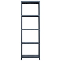 vidaXL Förvaringshyllor 5 st svart 125 kg 60x30x180 cm plast