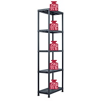 vidaXL Förvaringshyllor 5 st svart 125 kg 60x30x180 cm plast