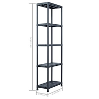 vidaXL Förvaringshyllor 5 st svart 125 kg 60x30x180 cm plast