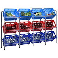 vidaXL Förvaringshylla för 12 backar silver 190x33x116 cm stål