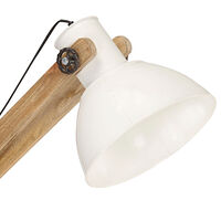 vidaXL Golvlampa vit massivt mangoträ E27