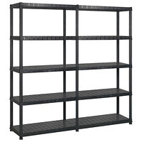 vidaXL Förvaringshylla 5 hyllor svart 170x40x185 cm plast