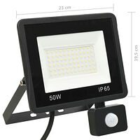vidaXL Strålkastare med sensor 50 W LED kallvit