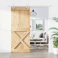 vidaXL Skjutdörr med beslag 85x210 cm massiv furu