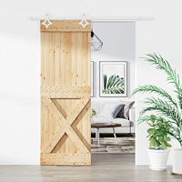 vidaXL Skjutdörr med beslag 80x210 cm massiv furu