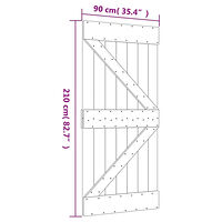 vidaXL Skjutdörr med beslag 90x210 cm massiv furu