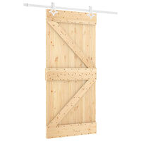 vidaXL Skjutdörr med beslag 90x210 cm massiv furu