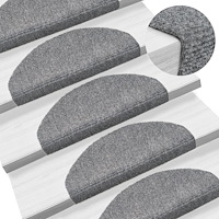 vidaXL Trappmattor självhäftande 10 st 65x21x4 cm ljusgrå halvrunda stora