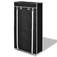 vidaXL Skoförvaring med överdrag i tyg 58 x 28 x 106 cm svart