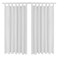 vidaXL 2-pack gardiner med öglor i vit microsatin 140 x 245 cm