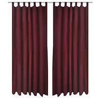 vidaXL 2-pack gardiner med öglor i vinröd microsatin 140 x 245 cm