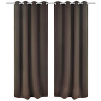 vidaXL Mörkläggningsgardiner med metallringar 2 st 135 x 245 cm brun