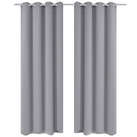 vidaXL Mörkläggningsgardiner med metallringar 2 st 135 x 245 cm grå